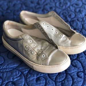 Tory Burch silver tennis shoes
